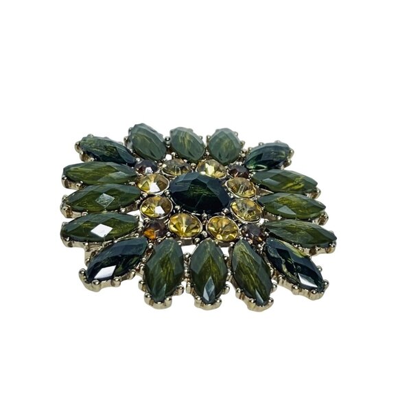 Liz Claiborne Gold Tone With Faceted Rhinestones Brooch Signed LC (6072) - Picture 3 of 6